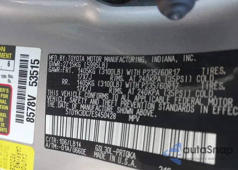 2014 Toyota Sienna Xle V6 8 Passenger из США, поврежденный, VIN 5TDYK3DC7ES450428